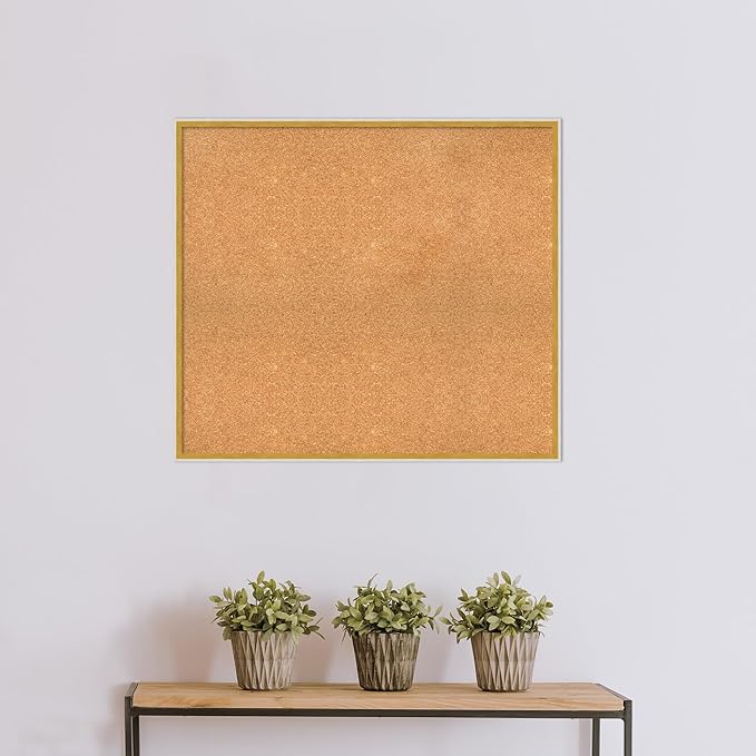 Amanti Art Natural Cork Board for Wall, 31x35 Vision Board with White Frame, Large Corkboard Office Decor for Home Organization, Modern Corkboard Pinboard to Display Items for Home Organization in