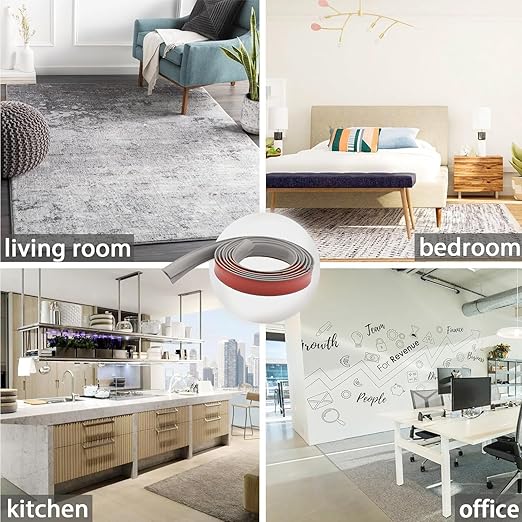 Self Adhesive Carpet Transition Strip with Edge Trim, Designed for Seamless Transitions from Carpet to Tile or Vinyl Floors, Perfect for Doorways.(Gray,15ft)