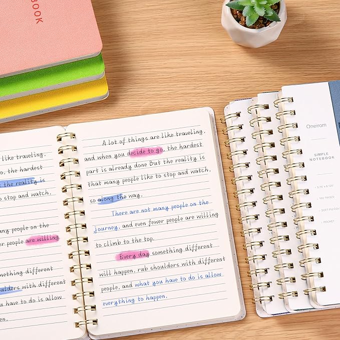 Lined Spiral Notebook College Ruled A5 Journal Book for Note Taking, 160 Pages Writing Journal for Office and Home School Supplies 5.75x8.125 inch (3pack-Black)