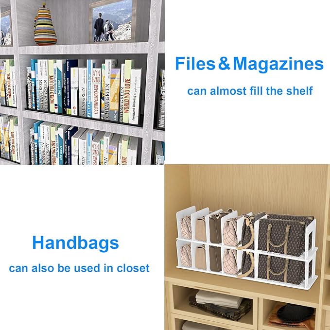 Adjustable Vertical File Sorter Sturdy Plastic Expandable Upright File Holder, Desktop Binder Organizer, School Office Organization Bookshelf Divider, Assemble Easily Endlessly, Black
