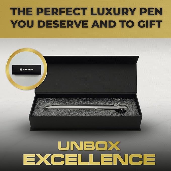 BASTION® Luxury Bolt Action Pen, Durable Professional Ballpoint Pen with Fine Tip, EDC Pen Ink Refillable Pen - 100% Titanium