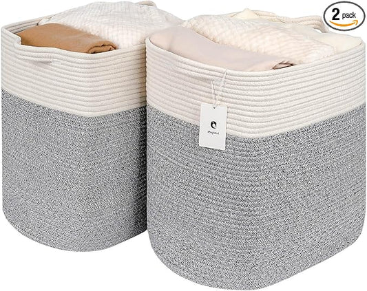 Hamper Toy Storage Collapsible Laundry Bin, Medium Fabric Organizer, 2pack - Silver Gray