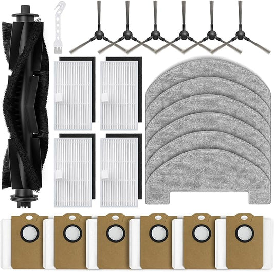 Bluevisk MS1 MAX Replacement Parts for For MONSGA MS1 MAX Robotic Vacuum Cleaner Parts with 1 Roller Brush, 4 HEAP, 6 Mop, 6 Dust Bags, 6 Side Brushes, 1 Clean Brush