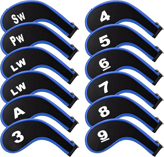Golf 12pcs Thick Synthetic Golf Iron Head Covers Set Headcover Fit All Brands Callaway Ping Taylormade Cobra Etc. Also Custom Name