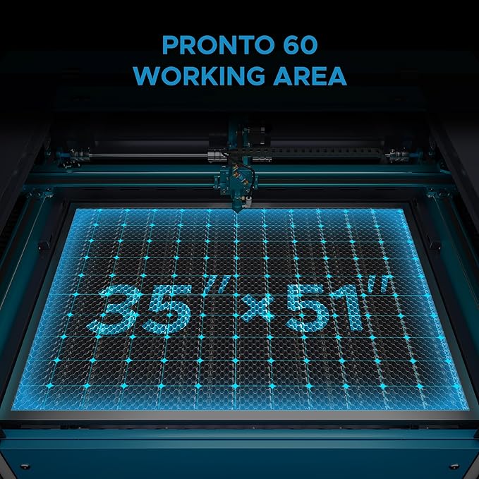 OMTech Pronto 130W CO2 Laser Engraver | 51" × 35" Laser Cutting Machine with Autofocus | 2-Way Pass, Air Assist, Red Dot Pointer | Ideal for Wood, Glass, Acrylic, and More