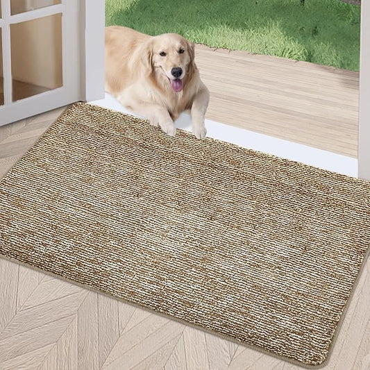 REFETONE Indoor Doormat, Front Door Mat 32"x40" Absorbent Rubber Backing Non Slip Back Door Mats, Washable Low-Profile Inside Floor Mat Door Rugs for Entryway, Resist Dirt Mud Mat for Dogs, Coffee