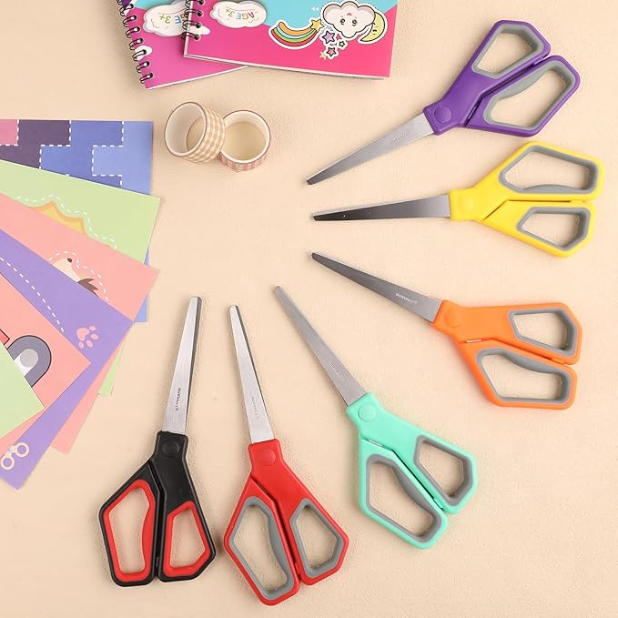 18Pack 8" Scissors All Purpose, Heavy Duty Scissors with Ultra Sharp Blades Comfort Grip Handles - For Office Home School Sewing Fabric Crafts, High/Middle School Student Teacher Scissor
