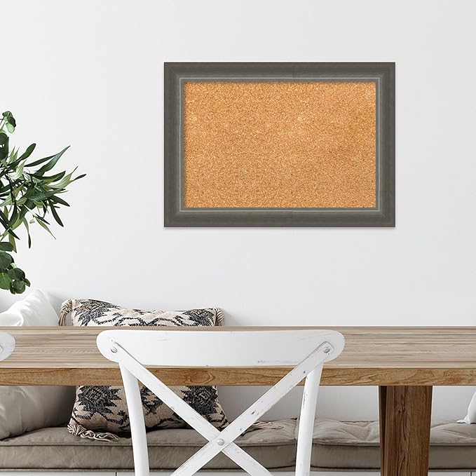 Amanti Art Natural Cork Board for Wall, 15x21 Vision Board with Silver Wood Frame, Small Corkboard Office Decor for Home Organization, Casual Corkboard Pinboard to Display Items for Home Organization