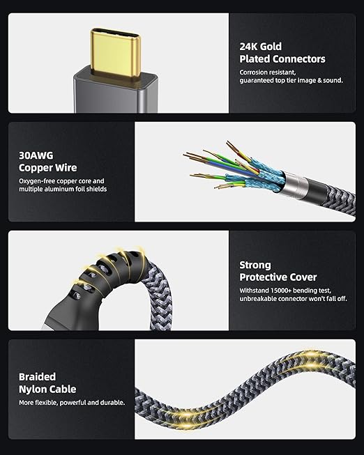 Maxonar [1Ft] Thunderbolt 4 Cable, Short Thunderbolt Cable 40Gbps with 240W Charging and 8K/5K@60Hz Compatible with Thunderbolt 4/3, USB4, and USB C