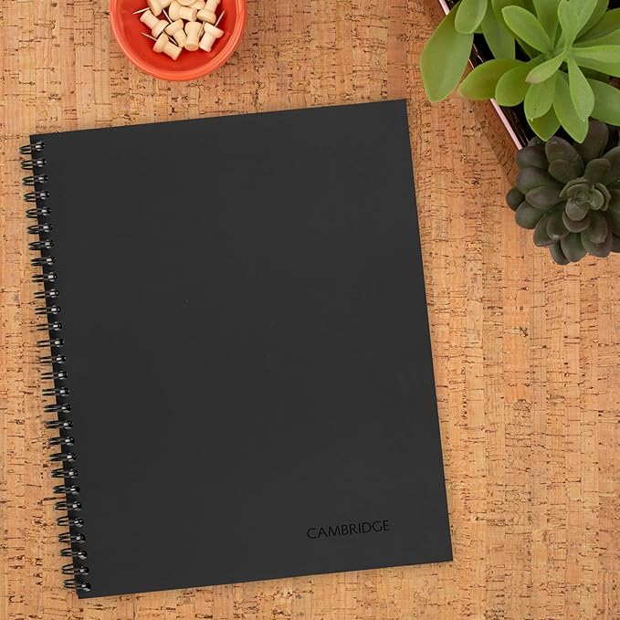 Cambridge Limited Business Notebook, Meeting Format, Legal Ruled Paper, 8-1/4" x 11", 80 Sheets, Flexible Soft Touch Cover, Wirebound, Gray (06132)