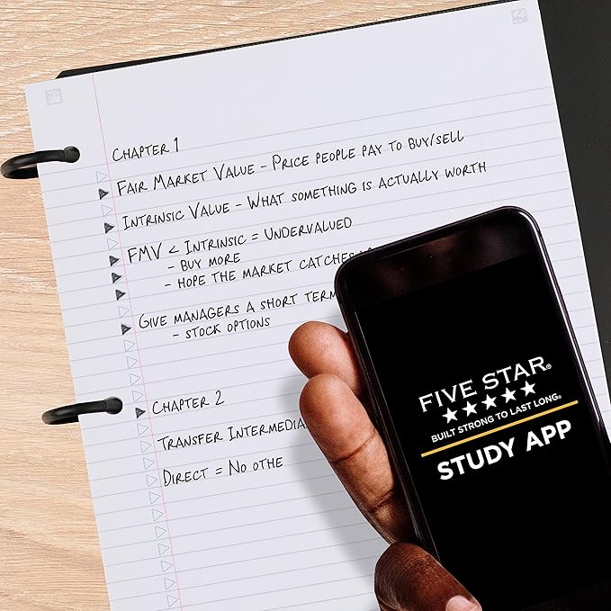 Five Star Flex Refillable Notebook + Study App, College Ruled Paper and 1 Inch TechLock Ring Binder with Pockets, Tabs and Dividers, 200 Sheet Capacity, Amethyst Purple (29328AB6)