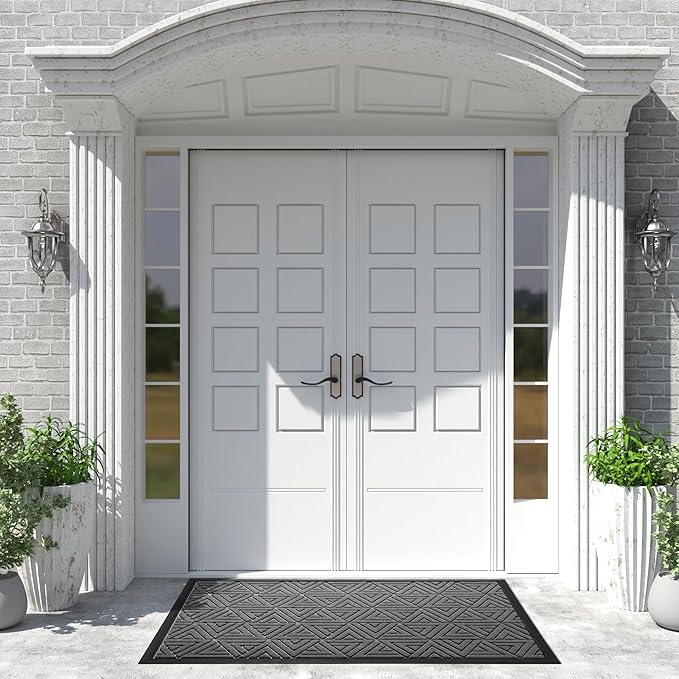 Yimobra Extra Large Door Mat 60x32, All-Weather Waterproof Non-Slip Welcome Matt Outdoor, Heavy Duty Non Slip Doormat for Entryway for Patio and Garage Indoor, Easy Clean, Grey