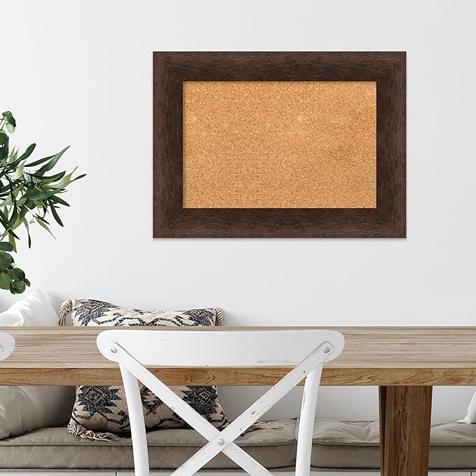 Amanti Art Natural Cork Board for Wall, 17x23 Vision Board with Brown Wood Frame, Small Corkboard Office Decor for Home Organization, Casual Corkboard Pinboard to Display Items for Home Organization