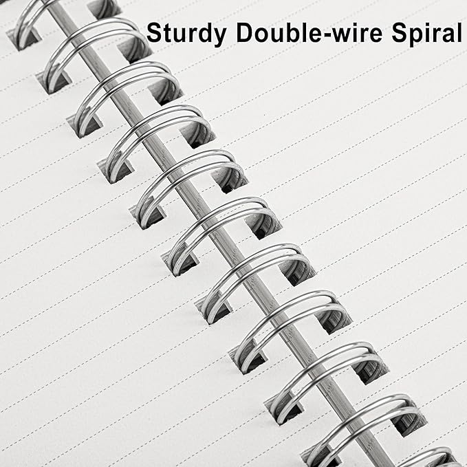 RETTACY Spiral College Ruled Notebook, 300 Pages, B5 Medium Size (7.4" x 10"), for School, Work, Writing, Journaling, 100 GSM Thick Paper, Flexible Plastic Cover (Navy Blue)