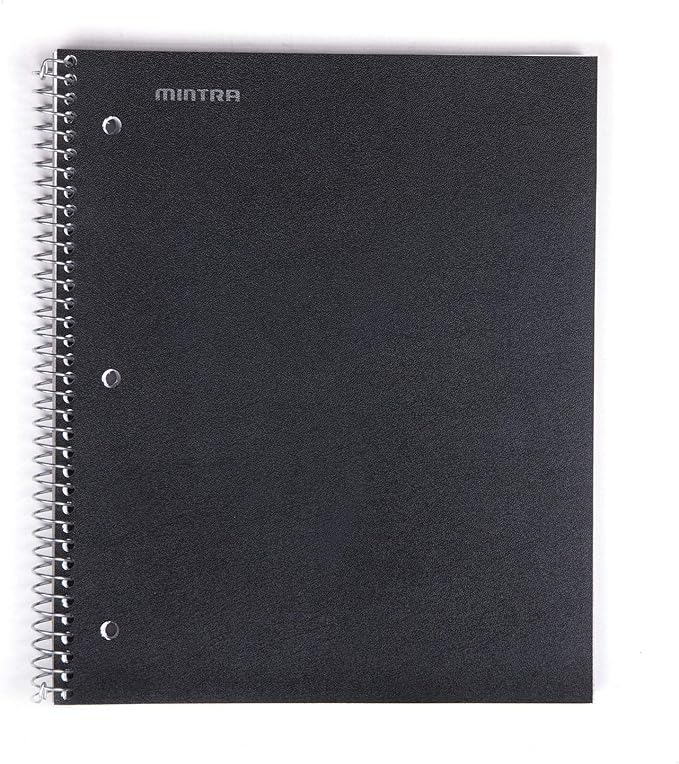 Mintra Office Durable Spiral Notebooks, 1 Subject, (Black, Blue, Red, College Ruled 3 Pack), 100 Sheets, Poly Pocket, Moisture Resistant Cover, Strong Chipboard back, For School, Office, Business