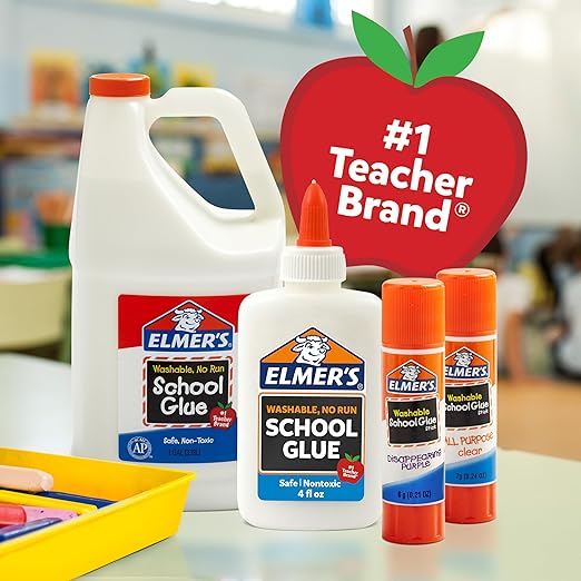 Elmer's Disappearing Purple School Glue Sticks, Washable, 6 Grams, 12 Count - Back to School, Teacher Supplies