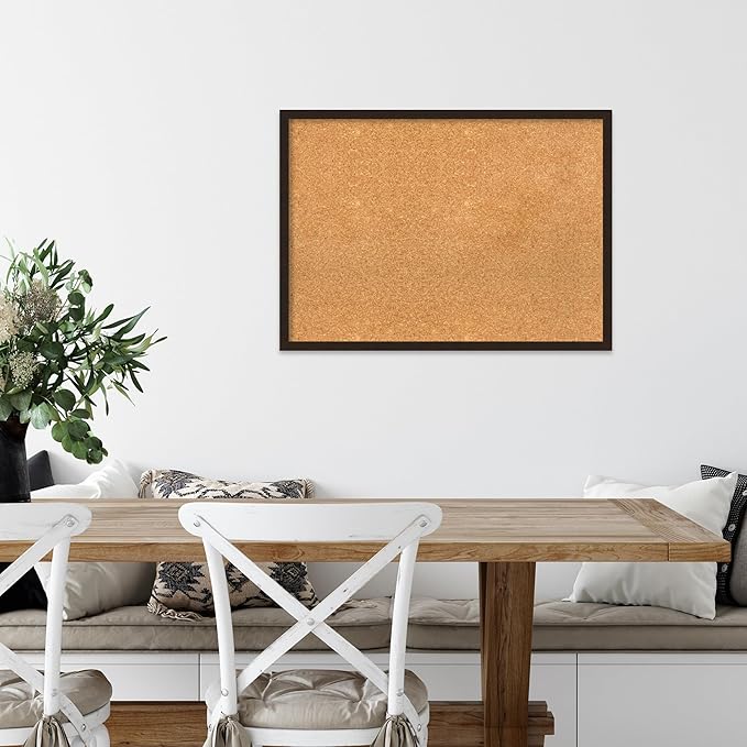 Amanti Art Natural Cork Board for Wall, 21x29 Vision Board with Brown Wood Frame, Medium Corkboard Office Decor for Home Organization, Rustic Farmhouse Corkboard Pinboard to display items for home