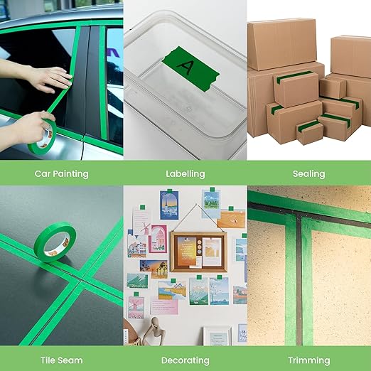 Green Painters Tape Multi-Surface Masking Tape 0.7 inch x 60 Yard, Indoor and Outdoor Painting Tape, Residue Free Easy Removal with Sharp Lines, Paint Tape for Walls, Auto, Home, 40Rolls