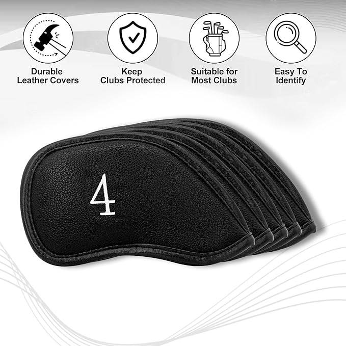 Golf 12pcs Thick Synthetic Leather Golf Iron Head Covers Set Headcover Fit All Brands Callaway Ping Taylormade Cobra Etc