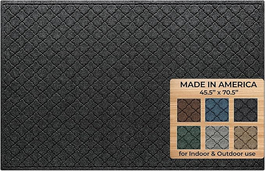 WaterHog Heavy Duty Doorway Mat, 4' x 6', Made in USA, Durable & Skid-Resistant Entryway Mat, Water-Trapping, Indoor/Outdoor Decorative Floor Covering, Cordova Collection, Charcoal