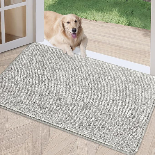 REFETONE Indoor Doormat, Front Door Mat 36"x59" Absorbent Rubber Backing Non Slip Back Door Mats, Washable Low-Profile Inside Floor Mat Door Rugs for Entryway, Resist Dirt Mud Mat for Dogs, Grey