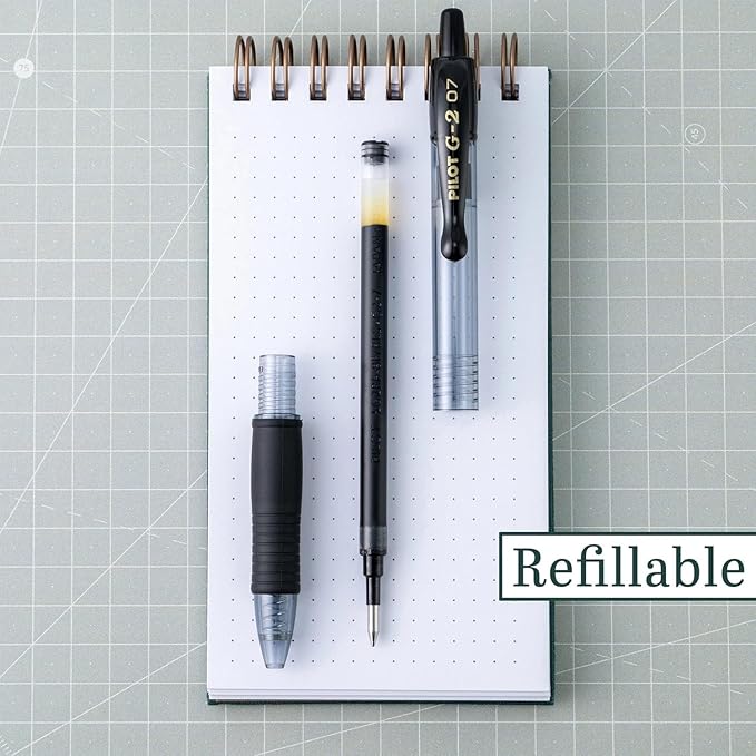 G2 Retractable Premium Gel Ink Roller Ball Pens Ultra Fine Point (.38mm) Blue Ink 6 pack; Refillable & Premium Comfort Grip Bundle with Plastic Reusable Pouch