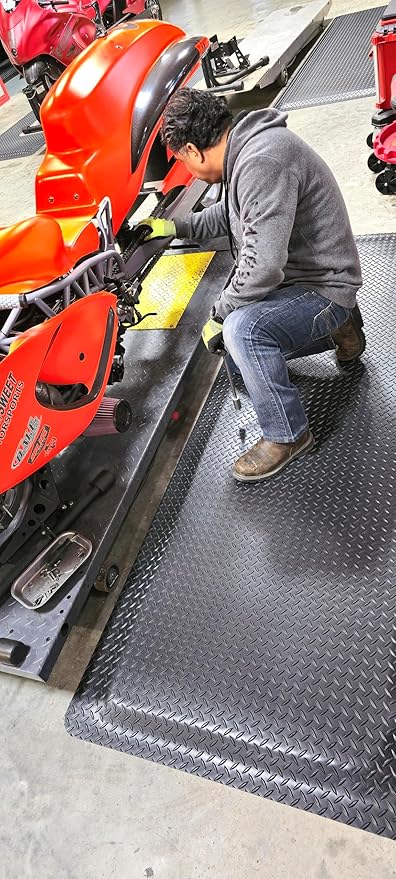 Rhino Mats, American Classic Diamond Anti-Fatigue Mats, Industrial Ergonomic Comfort Standing Mat for Work, Home, Garage, Office, Kitchen or Anywhere (Black 9/16" Thick, 4 FT. x 12 FT.)