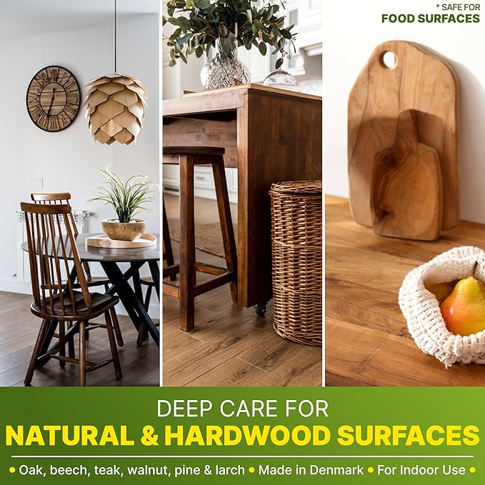 Nordicare Wood Oil Colorless - Premium Walnut Oil, Teak Oil, Wood Oil Furniture for Oak, Beech, Teak, Walnut, Pine, Larch - Natural Furniture Wood Oil - Made in Denmark - for Indoor Use (34 oz)