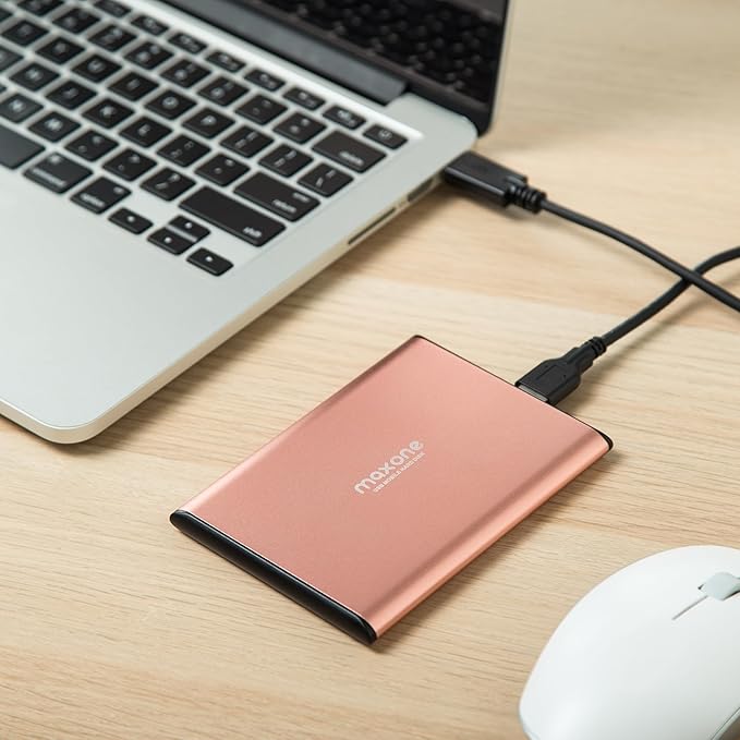 Maxone 1TB Ultra Slim Portable External Hard Drive HDD USB 3.0 Compatible with PC, Laptop, Rose Pink