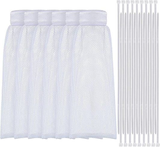 Shappy 24 Pieces Washing Machine Lint Traps and Cable Ties Set 6 Nylon Mesh Lint Trap for Discharge Hoses and 18 Cable Ties Fits Most Washing Machines(White)