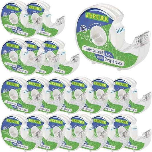 18 Pcs Transparent Tape with Dispenser, 0.7 x 1000 in Clear Tape Rolls Bulk, Office Tape Refills for Desk, Craft, and Gift Wrapping