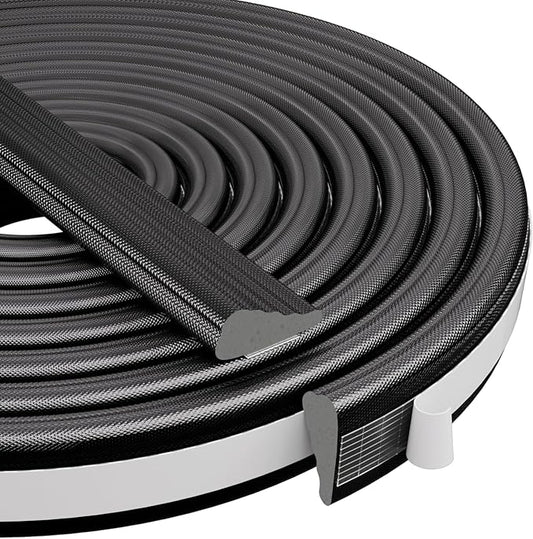 Wedge-Shape Window Weather Stripping Door Frame Seal Strip 118” White,Upgrade Black Foam,Soundproofing,Draft Stopper,Winter Insulation,Noise Blocker, Gap Filler for Exterior Front Door Side