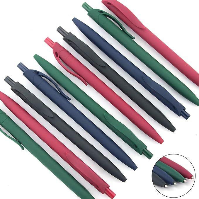 Deegtran Black Ink Ballpoint Pens Bulk, 100 Pack, Medium Point, No Bleed, Retractable, Soft Grip, Black Ink, 1.0MM
