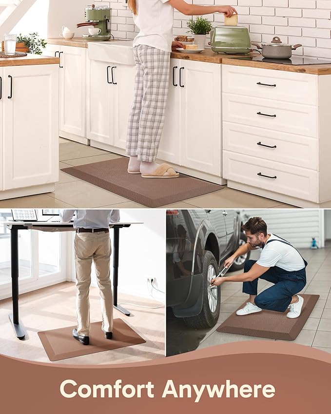 Ophanie Kitchen mats for Floor, 3/4 inch Thick, Kitchen Rugs, Anti Fatigue Standing Cushioned Mat, Waterproof,Comfort Ergonomic mat for Office, Home, Sink, 20''x48'' Grey Non-Slip Bottom