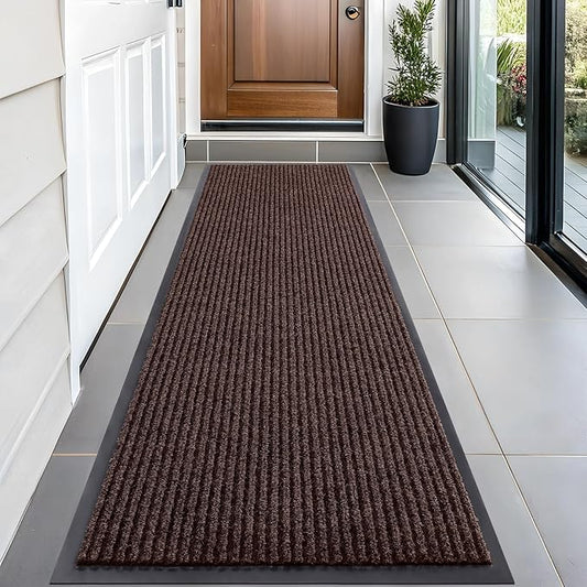 OLANLY Front Door Mat Indoor Outdoor Entrance, Waterproof Heavy Duty Doormat, Fade Resistant, Low Profile, Easy Clean Patio Porch Welcome Floor Mats for Entry, 59x20, Brown