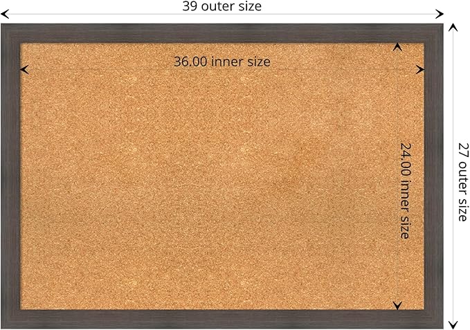 Amanti Art Natural Cork Board for Wall, 27x39 Vision Board with Brown Wood Frame, Large Corkboard Office Decor for Home Organization, Rustic Farmhouse Corkboard Pinboard to display items for home
