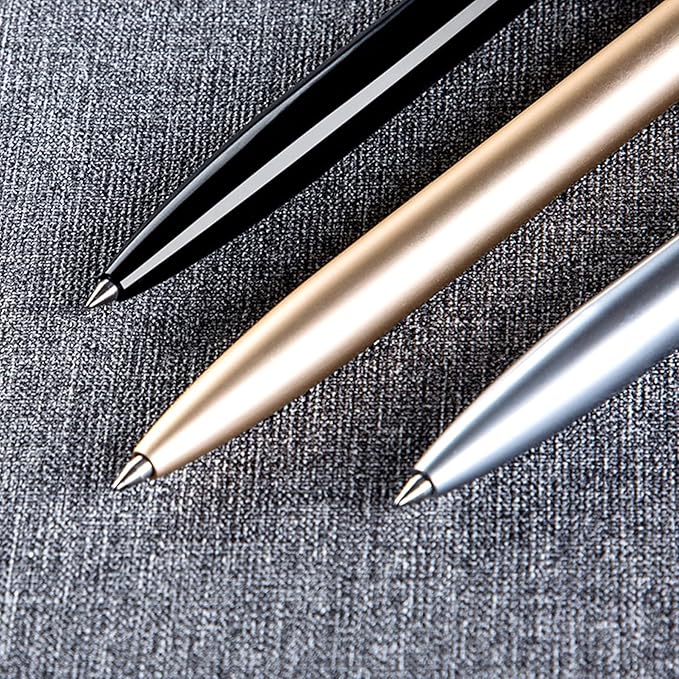 DUNBONG Retractable Metal Gel Pen, 0.5mm Medium Point Ballpoint Pens, Black Gel Ink (Blue)