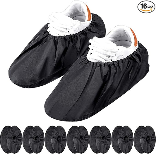 Frienda 16 Pairs Non Slip Reusable Shoe Covers Waterproof Boot Covers for Household Carpet Floor Protection Machine Washable (Large)