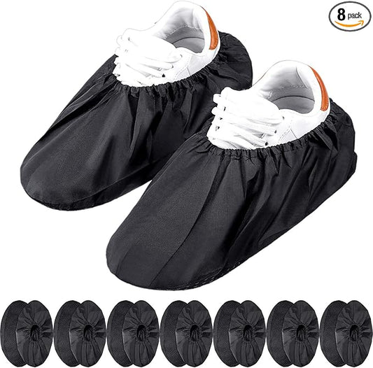 Frienda 8 Pairs Non Slip Reusable Shoe Covers Waterproof Boot Covers for Household Carpet Floor Protection Machine Washable(Large)