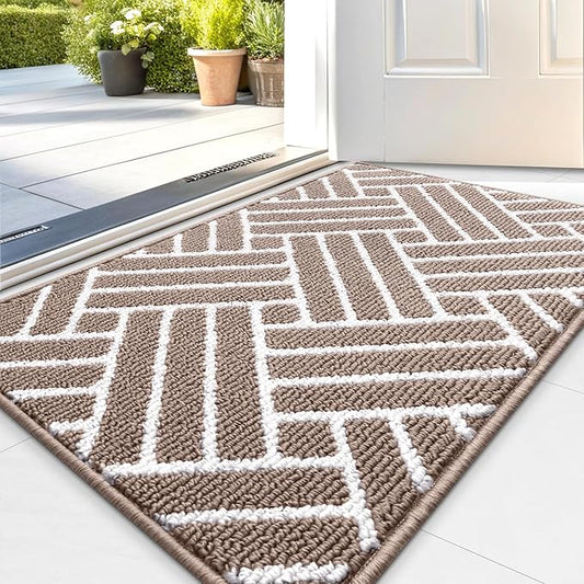 OLANLY Indoor Door Mat, 36x24 Inch, Dirt Resistant and Absorbent, Non-Slip Rubber Backing Floor Mats, Easy Clean Low-Profile Doormat for Entryway, Front Door, and Inside Entrance, Brown