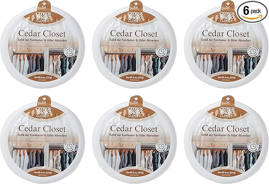 Citrus Magic For Closets Odor Absorbing Solid Air Freshener, Cedar, 8-Ounce, Pack of 6 - CASE