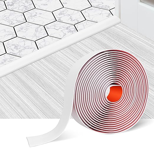 Floor Transition Strip Self Adhesive Floor Cover Strips Laminate 3" Wide Vinyl Flat Divider Transitions (7.5cm, 10Ft, White)