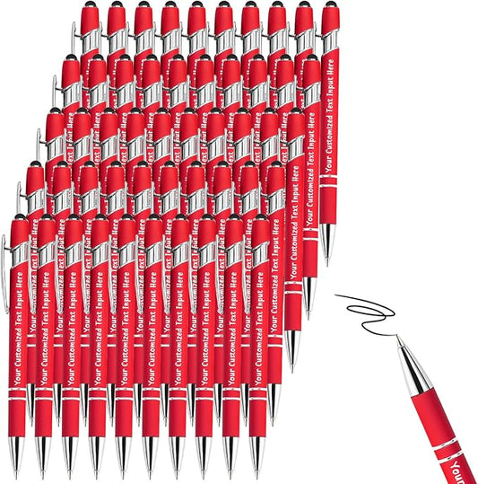 Personalized Ballpoint Pen, 100 Pcs, Customized with Name and Logo, Black Ink, Touch Tip Design, Ideal for Office and School Supplies
