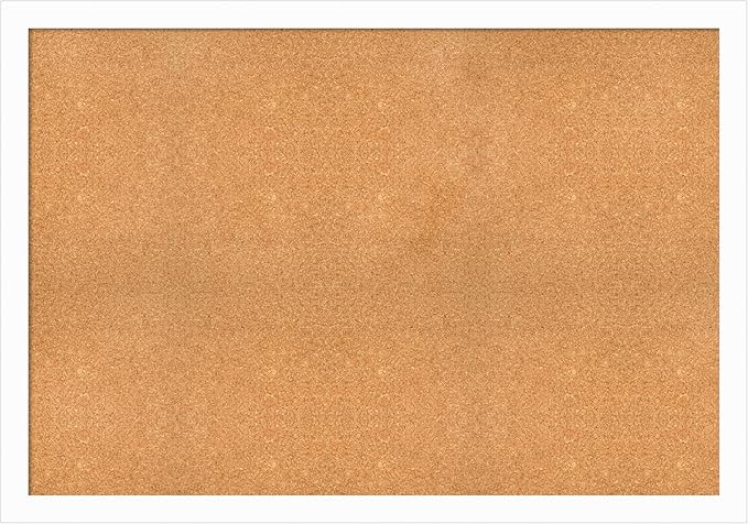 Amanti Art Natural Cork Board for Wall, 37x53 Vision Board with White Frame, Oversize Corkboard Office Decor for Home Organization, Casual Corkboard Pinboard to Display Items for Home Organization in