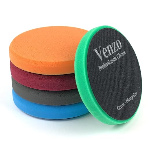 Venzo 3 Inch Buffing Polishing Pads, 5 Pcs 3.5" inch Front Side for 78mm Backing Plate, Buffing Polishing Kit, Cutting, Waxing Pads for Car Buffer & Polisher
