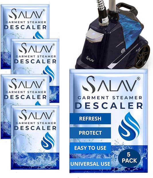 Garment Steamer Descaling Solution Decalcifier Packets for Mineral Deposits and Build-up Removal, Maintenance for Clothes, Works with all Garment Steamer Brands, Cleans Build Up, 5 packs