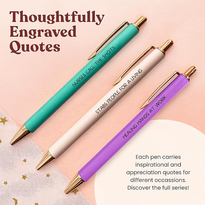 MESMOS 3pk Funny Nurse Pens for Nurses, Nurses Week Gifts, Funny Gifts for Women, Accessories for Work, Essentials, Fancy Pens for Women, Nursing Appreciation Graduation Gift