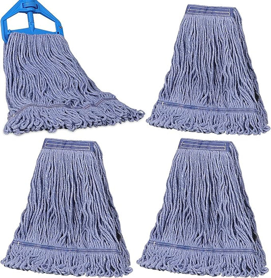 JERIA 4 Pack Heavy Duty Mop Head Replacements,String Mop Head for Commercial,Used for Home,Office and Kitchen,Washable,Reusable Mop