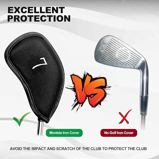 Golf 12pcs Thick Synthetic Leather Golf Iron Head Covers Set Headcover Fit All Brands Callaway Ping Taylormade Cobra Etc