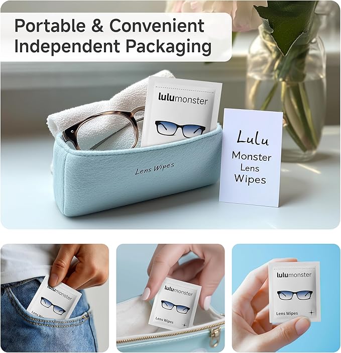 Anti Fog Lens Wipes for Eyeglasses, [150 Pre-Moistened Individually Wrapped Wipes] [Non-Scratching & Non-Streaking] Cleaner Wipes for Glasses, Sunglass